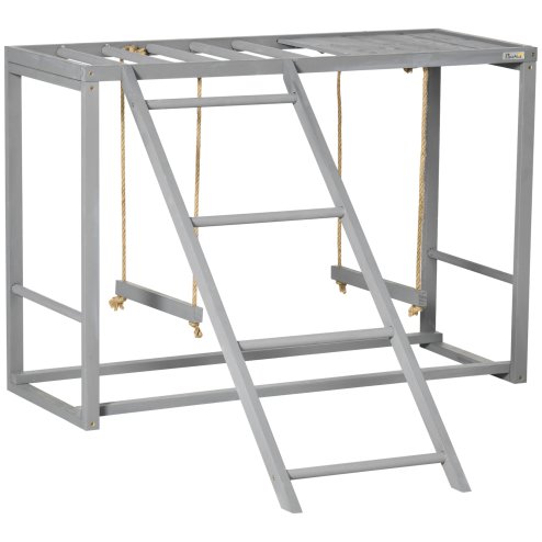 PawHut Chicken Activity Play with Swing Set, Wooden Chicken Coop Accessory with Multiple Chicken Perches & Hen Ladder for 3-4 Chickens, Grey Image