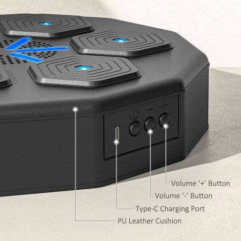 SPORTNOW Music Boxing Machine with Bluetooth Connection, LED Light Smart Music Boxing Machine Wall Mounted for Punching Beat Boxing Training Stress Relief