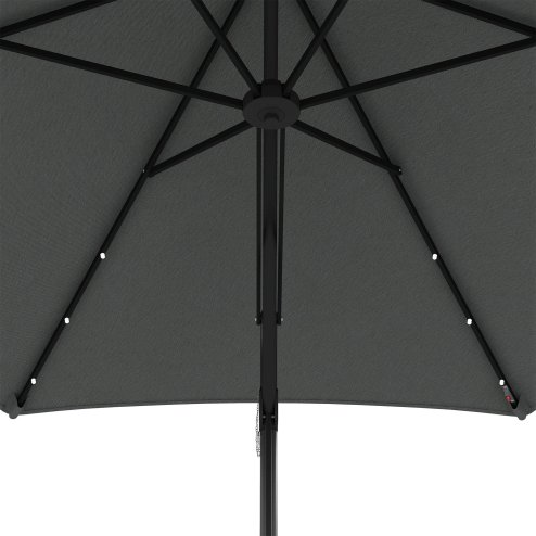 Outsunny 3(m) Cantilever Parasol with Solar LED and Easy Lever, Garden Parasol Umbrella with Cross Base and Waterproof Cover, Outdoor Sun Shades, Dark Grey