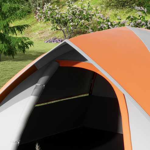 Outsunny Camping Tent, 2 Man Dome Tent, 3000mm Waterproof, with Sewn-in Groundsheet, Carry Bag and Top Hook, for Fishing Hiking Festival, Grey and Orange