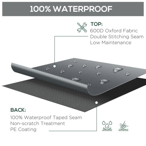 Outsunny 600D Oxford Outdoor Garden Furniture Sofa Set Cover, Waterproof Anti-UV Rattan Sun Lounger Protection Protector Cover, 205L x 192W x 61Hcm, Grey