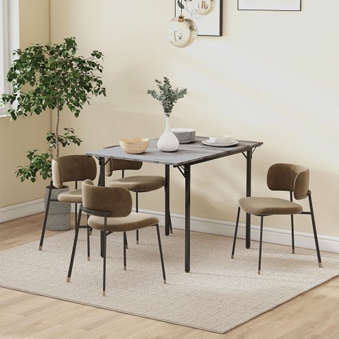 HOMCOM Folding Dining Table, Extendable Kitchen Table for Small Space, Drop Leaf Table for 2-4 People, Grey