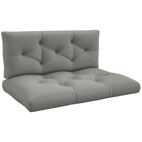 Outsunny 2 Seater Outdoor Seat Cushions Back Cushion for Pallet, Water Repellent Seat Pads, Light Grey