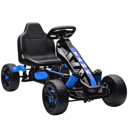 AIYAPLAY Pedal Go Kart, Ride on Racer with Freewheel System, Brake, Non-Slip EVA Wheels, Metal Frame, Go Kart for Kids Ages 3-6 Years, Blue Image