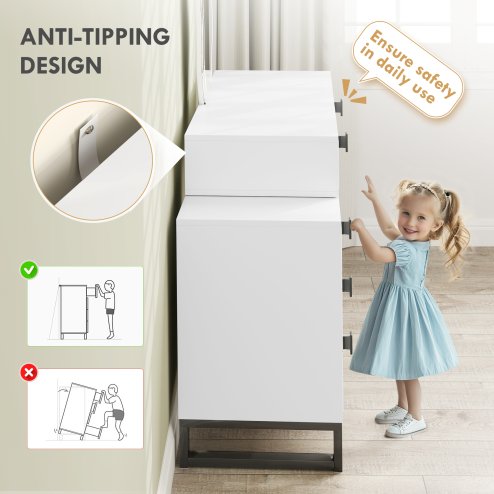 HOMCOM LED Lighted Dressing Table with Leaf Shape Mirror, Modern Vanity Desk with 5 Drawers, Makeup Desk with Fluted Panels, White