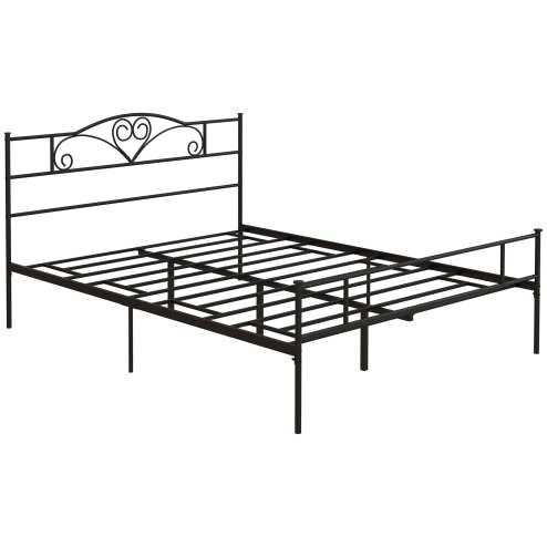 HOMCOM 5ft4 King Metal Bed Frame, Steel Bed Base with Headboard and Footboard, 31cm Under-bed Storage Space and Metal Slat Support for Bedroom, 165 x 211cm, Black