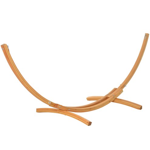 Outsunny 3(m) Wooden Hammock Stand, 1 Person Hammock Frame with Chain and Safety Buckles, Pine Wood Arc Stand for Garden, Patio, Outdoor and Indoor, Natural