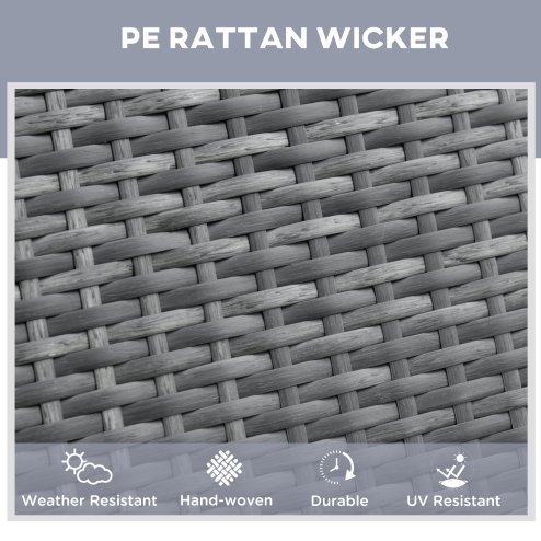 Outsunny Outdoor PE Rattan Sun Lounger, 5-Level Adjustable Backrest Wicker Outdoor Chaise Recliner, Garden Chair with 2 Wheels, Mixed Grey