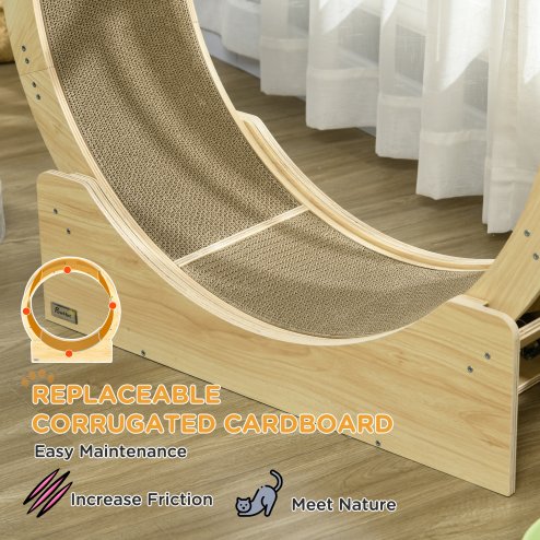 PawHut Cat Wheel for Indoor Cats, Cat Treadmill with Brake, Scratching Pads, Cat Exercise Wheel for Health - Oak Tone
