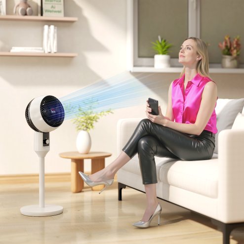 HOMCOM 9'' Air Circulator Fan 3 Speed, 70° Oscillation 90° Vertical Tilt, Carry Handle, Standing Fan, Pedestal Fan for Living Room, Bedroom, Office, White and Black