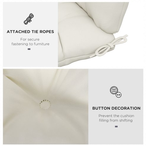 Outsunny Garden Back Chair Cushion, Comfortable Patio Seat Cushion Pad with Backrest for Outdoor & Indoor Use, Cream White