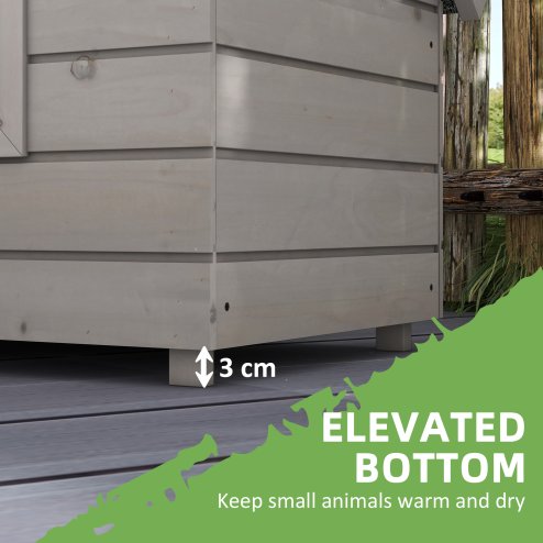PawHut Outdoor Wooden Cat House, Elevated Cat Shelter Kennel, Pet Play House with Openable Top, Asphalt Roof, Window, 87 x 52 x 44 cm, Grey