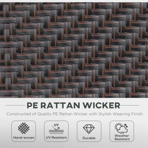 Outsunny Set of 2 Outdoor Wicker Folding Chairs, Patio PE Rattan Dining Armrests Chair set with 7 Levels Adjustable Backrest, for Outdoors, Camping, Brown