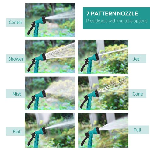 DURHAND 15m Garden Hose Reel Wall Mounted Auto Rewind with 7 Patterns Spray Nozzle, Includes Wall Fixings