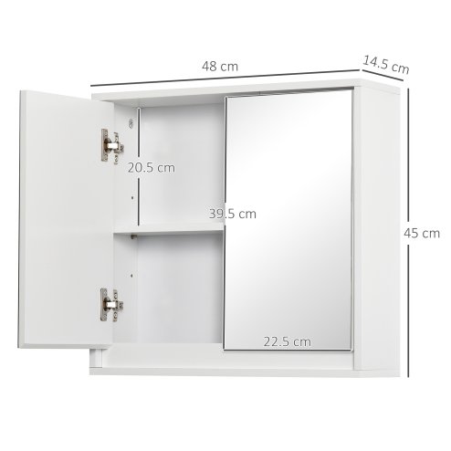 HOMCOM Bathroom Mirror Cabinet Wall Mounted Storage Shelf Bathroom Cupboard Double Door