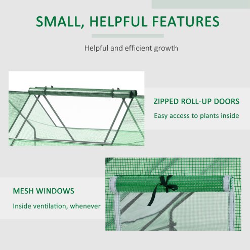 Outsunny 180 x 140 x 80cm Portable Mini Greenhouse, Garden Small Green House with Zipped Windows and Door, Tunnel Planting Shed, Outdoor Flower Planter Warm House, Dark Green