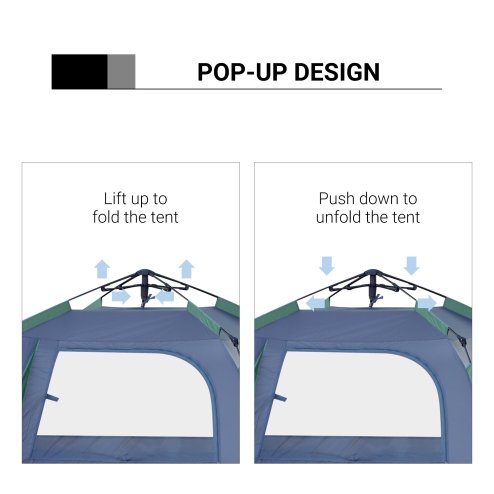 Outsunny 3-4 Person Pop-Up Camping Tent Hiking Family Travel Shelter Portable Double Layer Automatic Outdoor Olive Green