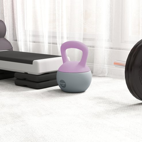 SPORTNOW Soft Kettlebell, 12kg Kettle Bell with Non-Slip Handle for Home Gym Weight Lifting and Strength Training, Purple and Grey