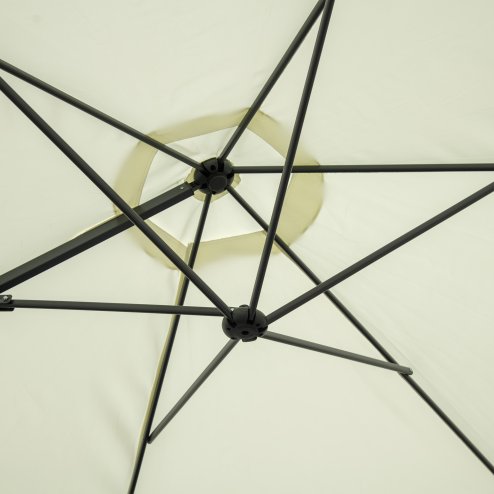 Outsunny 2.5M Garden Cantilever Parasol, Offset Roma Patio Umbrella Hanging Sun Shade Canopy Shelter with 360 Rotation and Cross Base, Beige