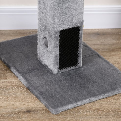 PawHut Cat Tree Scratching Post for Indoor Cats 79cm Jute Scratcher Climber w/ Carpet Base Dangling Toy - Grey