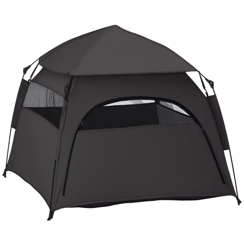 PawHut Foldable Dog Cat Tent, Portable Pet Playpen with Water-Resistant Oxford Cloth, Carry Bag, Exercise Tent for Extra Large Dog, Cat, Indoor Outdoor Use, Charcoal Grey
