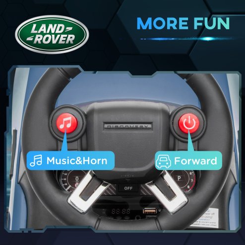 AIYAPLAY Land Rover Licensed 6V Kids Electric Ride On Car, 2-in-1 Sliding Car, Battery Powered Car with Headlights, Music, Horn, for 18-60 Months, Light Blue