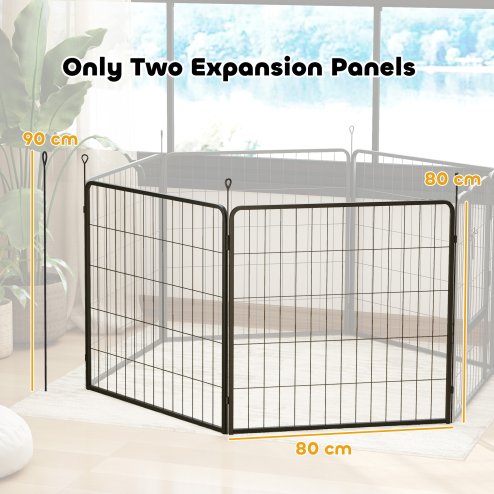 PawHut 2 Piece Dog Pen Expansion Pack for 80cm High Pet Playpen with 3 Connecting Stakes, Puppy Pen for Small and Medium Dogs