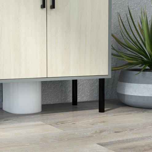 kleankin Under Sink Cabinet, Bathroom Sink Cabinet, Floor Basin Storage Cupboard with Double Doors and Shelf, 60 x 30 x 60 cm, Natural Tone