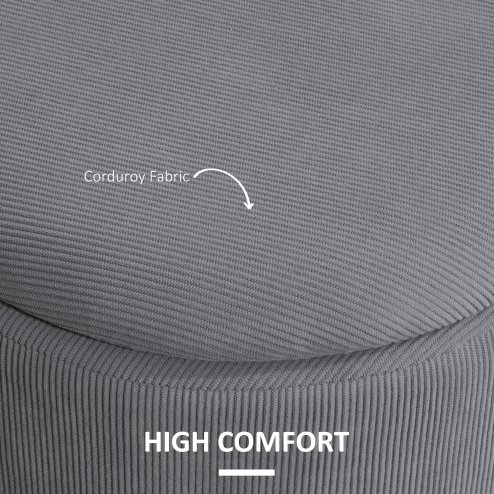 HOMCOM Set of 2 Round Ottoman with Storage, Fabric Vanity Stool for Makeup, Footrest Stool with Removable Lid for Living Room & Bedroom