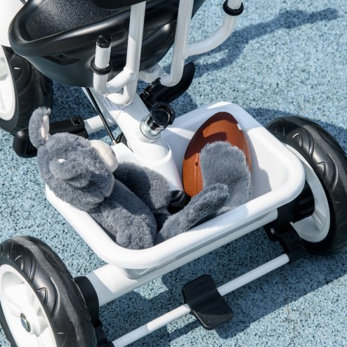 HOMCOM Trike, 6 in 1 Tricycle for Kids, Baby Trike with Push Handle, Removable Canopy, 5-Point Safety Harness, Storage Basket, for 18-60 Months, White