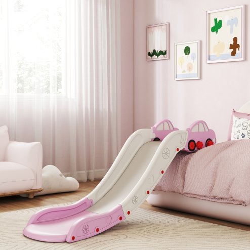 AIYAPLAY Kids Slide, Indoor Toddler Sofa Slide with Extended Length for Bed, Stairs, Easy to Assemble and Store, Pink Image
