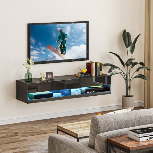 HOMCOM Floating TV Unit, Wall Mounted TV Cabinet for TVs up to 65