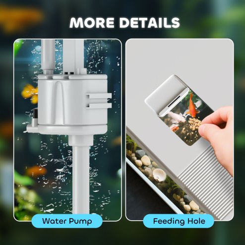 PawHut Fish Tank, 26L Glass Aquarium with Filter System, LED Lights, Water Pump, Betta Fish Tank for Goldfish, Shrimps, White