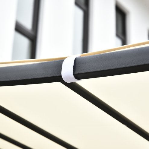 Outsunny 3 x 3 Meters Canopy Metal Wall Gazebo Awning Garden Marquee Shelter Door Porch, Cream White