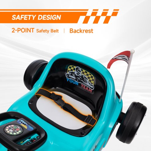 AIYAPLAY Electric Go Kart, 6V Battery Powered Kids Go Kart with Music, Light, Horn, Kids, Ride on Car for 3-5 Years, Blue