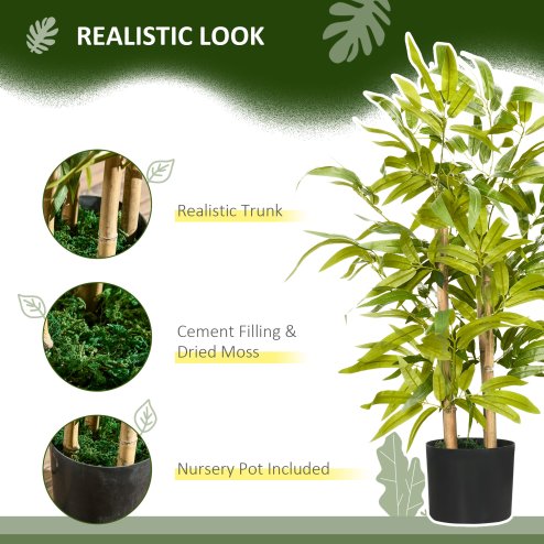 HOMCOM Decorative Artificial Plants Bamboo Tree in Pot, Desk Fake Plants for Home Indoor Outdoor Decor, 60cm