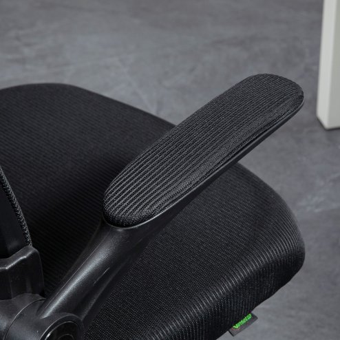 Vinsetto Ergonomic Mesh Office Chair with 90° Flip-up Armrests and Lumbar Support, Height Adjustable Computer Chair with Swivel Wheels, Black