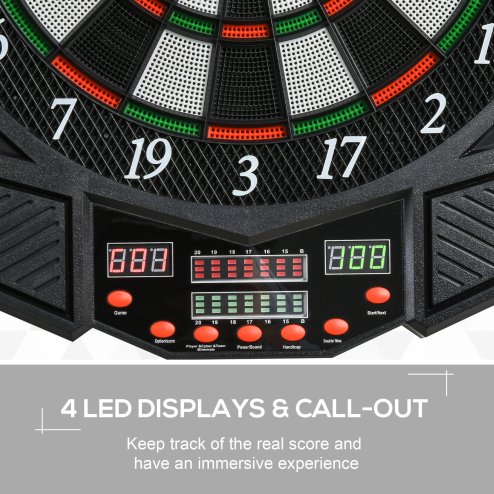 HOMCOM DART BOARD SET ELECTRONIC DARTBOARD LED DIGITAL SCORE DISPLAY SOFT TIP 27 GAMES SPEAKER SOUND WITH DARTS