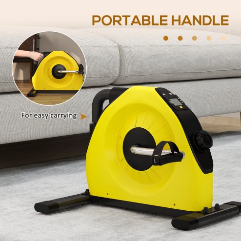 SPORTNOW Mini Exercise Bike, Portable Pedal Exerciser, Under Desk Bike with LCD Display for Legs and Arms, Rehabilitation, Therapy Home Office Workout, Yellow