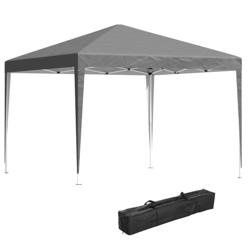 Outsunny 3 x 3M Garden Pop Up Gazebo Height Adjustable Marquee Party Tent Wedding Canopy with Carrying Bag, Grey Image