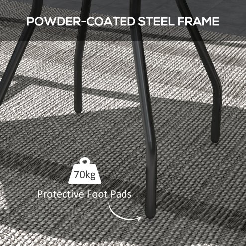 Outsunny 60 cm Garden Round Coffee Table,  Outdoor Side Table with Tempered Glass Printed Table Top and Foot Pads for Porch, Balcony, Multicolour