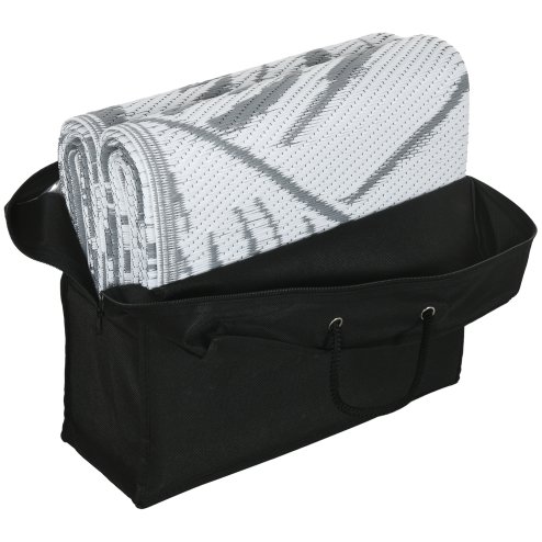 Outsunny Reversible Outdoor Rug with Carry Bag, Waterproof Plastic Straw Mat for Garden, Deck, RV, Picnic, Beach, Camping, 182 x 274cm, Grey and White