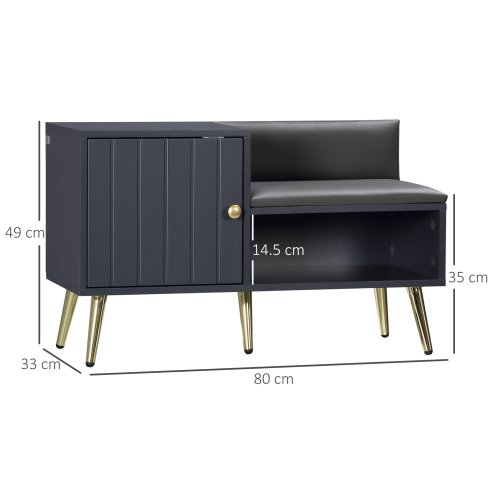 HOMCOM Shoe Bench with Storage, Shoe Cabinet with Seating Cushion, Open Compartment and Table Top for Entryway, Hallway