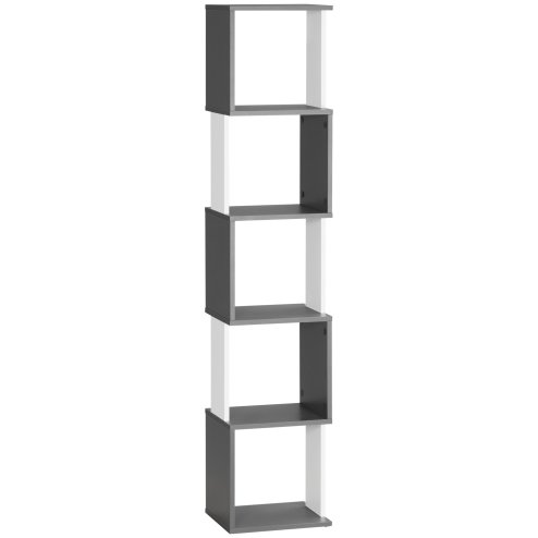 HOMCOM Modern 5-Tier Bookshelf, Freestanding Bookcase Storage Shelving for Living Room Home Office Study