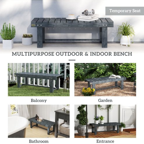 Outsunny 1 Piece 2-seater Outdoor Indoor Wooden Garden Bench Fir Patio Loveseat, 110L x 38W x 35Hcm, Grey