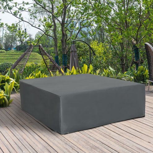 Outsunny 600D Oxford Outdoor Garden Furniture Sofa Set Cover, Waterproof Anti-UV Rattan Sun Lounger Protection Protector Cover, 205L x 192W x 61Hcm, Grey