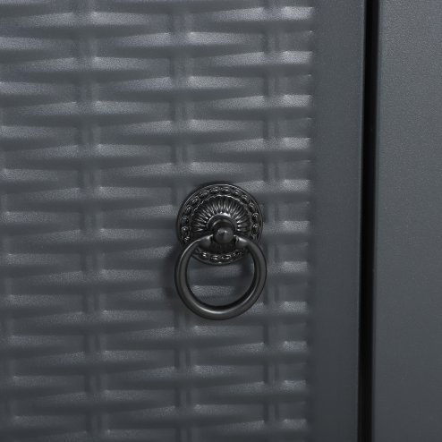 Outsunny Square Propane Gas Fire Pit Table, 40000 BTU Rattan Smokeless Firepit Patio Heater with Lava Rocks and Lid, 71cm x 71cm x 62cm, Dark Grey