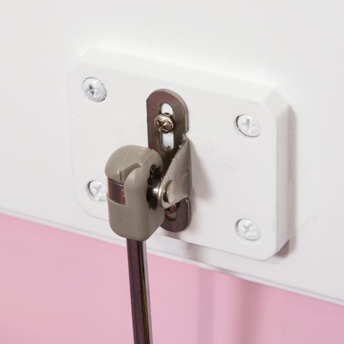 HOMCOM 2 In 1 Wooden Toy Box, Kids Seat Bench Storage Chest Cabinet Organiser w/ Safety Pneumatic Rod, 60 x 30 x 50cm - Pink