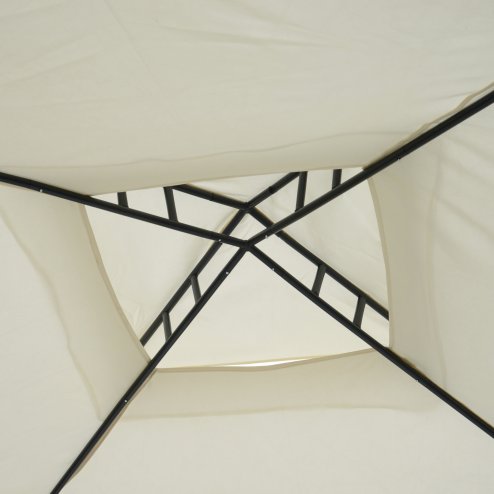 Outsunny 3 x 3 m Metal Gazebo, Garden Pavillion, Double Roof Outdoor Canopy Shelter with Mesh Sidewalls, Cream White