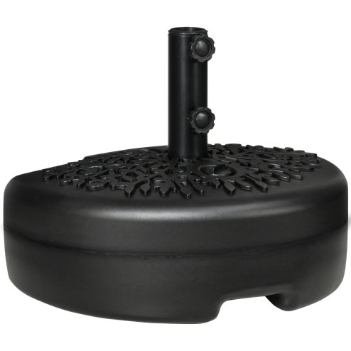 Outsunny Half Round Umbrella Base, Half Patio Parasol Stand Holder for Deck, Garden, 18 kg Capacity Water or 21 kg Capacity Sand, Fit 3.8 cm or 4.8 cm Pole, Black